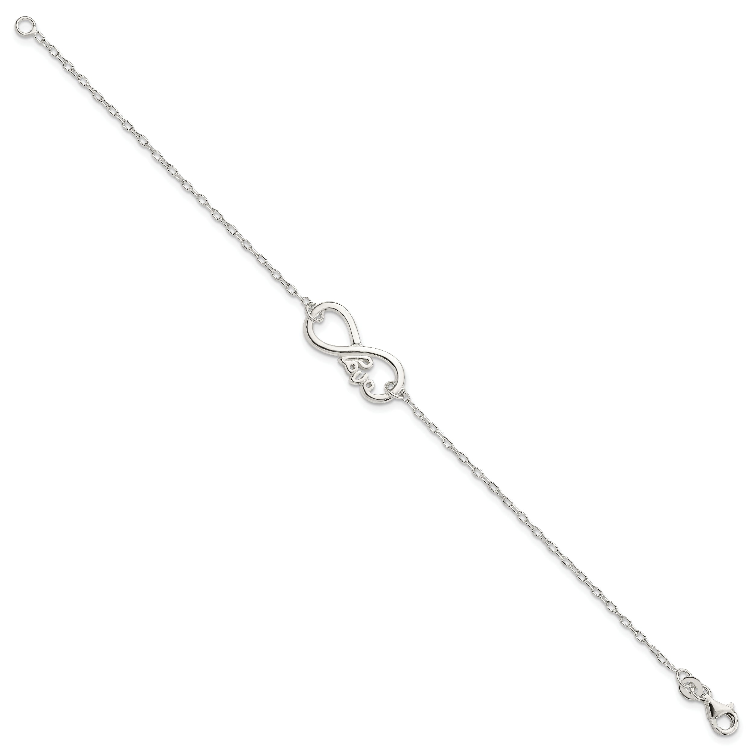 Sterling Silver Polished infinity Sign With LOVE 7.5 inch Bracelet