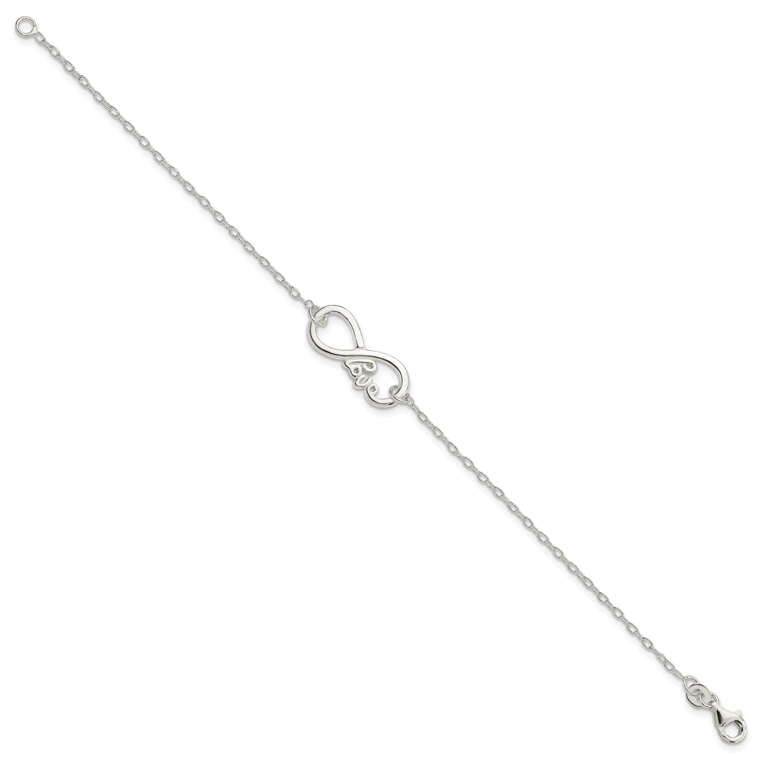 Sterling Silver Polished infinity Sign With LOVE 7.5 inch Bracelet Secondary image