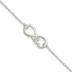 Sterling Silver Polished infinity Sign With LOVE 7.5 inch Bracelet