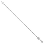 Sterling Silver Rhod-pltd Miraculous Medal/Cross With 1in ext. Bracelet