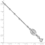 Sterling Silver Rhod-pltd Miraculous Medal/Cross With 1in ext. Bracelet