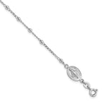 Sterling Silver Rhod-pltd Miraculous Medal/Cross With 1in ext. Bracelet