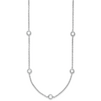Sterling Silver Rhodium-plated 9-Station CZ Polished Necklace