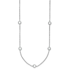 Sterling Silver Rhodium-plated 9-Station CZ Polished Necklace