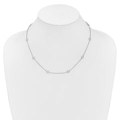 Sterling Silver Rhodium-plated 9-Station CZ Polished Necklace