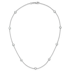 Sterling Silver Rhodium-plated 9-Station CZ Polished Necklace