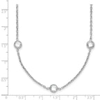 Sterling Silver Rhodium-plated 9-Station CZ Polished Necklace