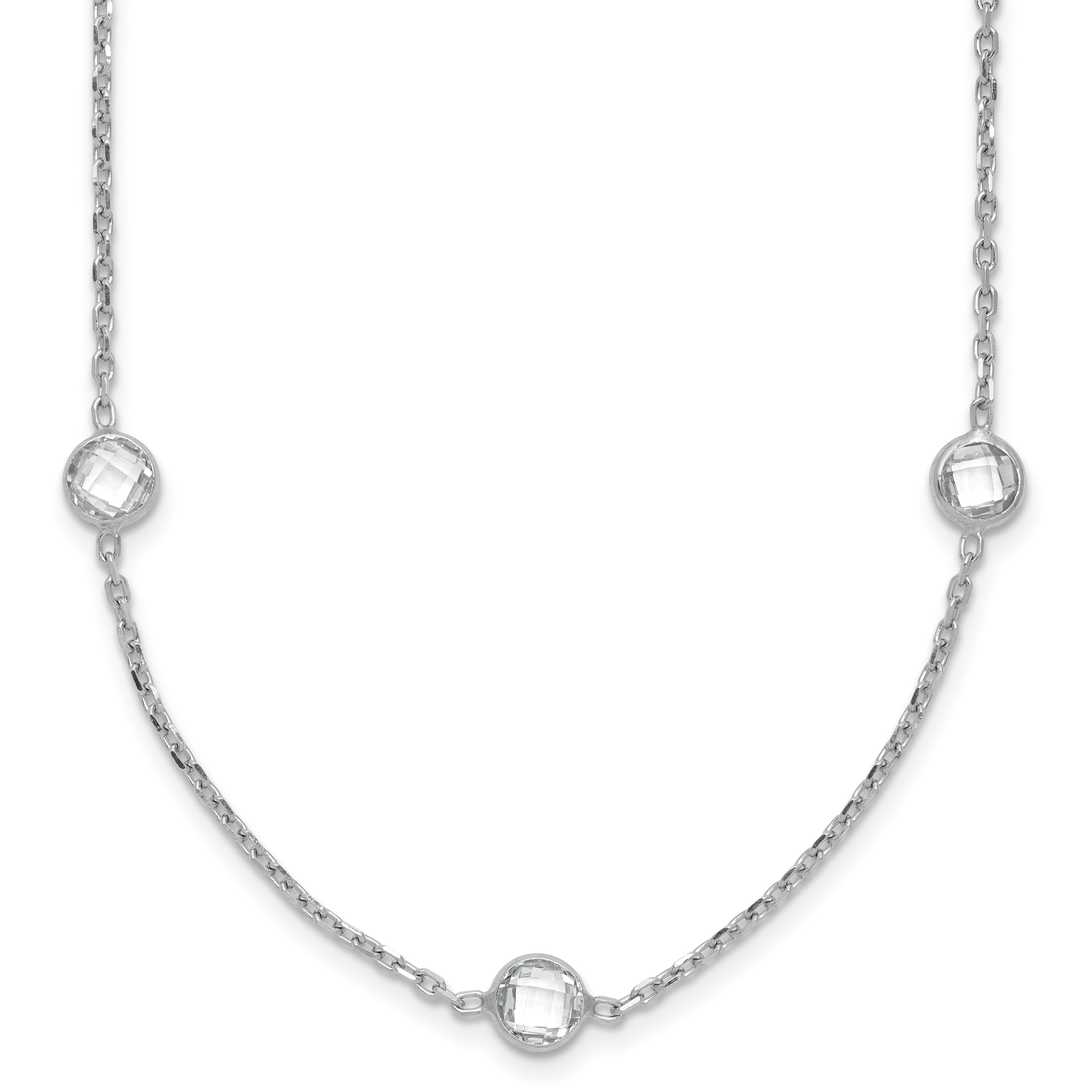 Sterling Silver Rhodium-plated 9-Station CZ Polished Necklace Main image