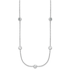 Sterling Silver Rhodium-plated 11-Station CZ Polished Necklace