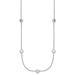 Sterling Silver Rhodium-plated 11-Station CZ Polished Necklace
