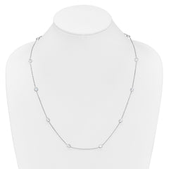 Sterling Silver Rhodium-plated 11-Station CZ Polished Necklace