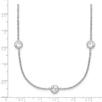 Sterling Silver Rhodium-plated 11-Station CZ Polished Necklace