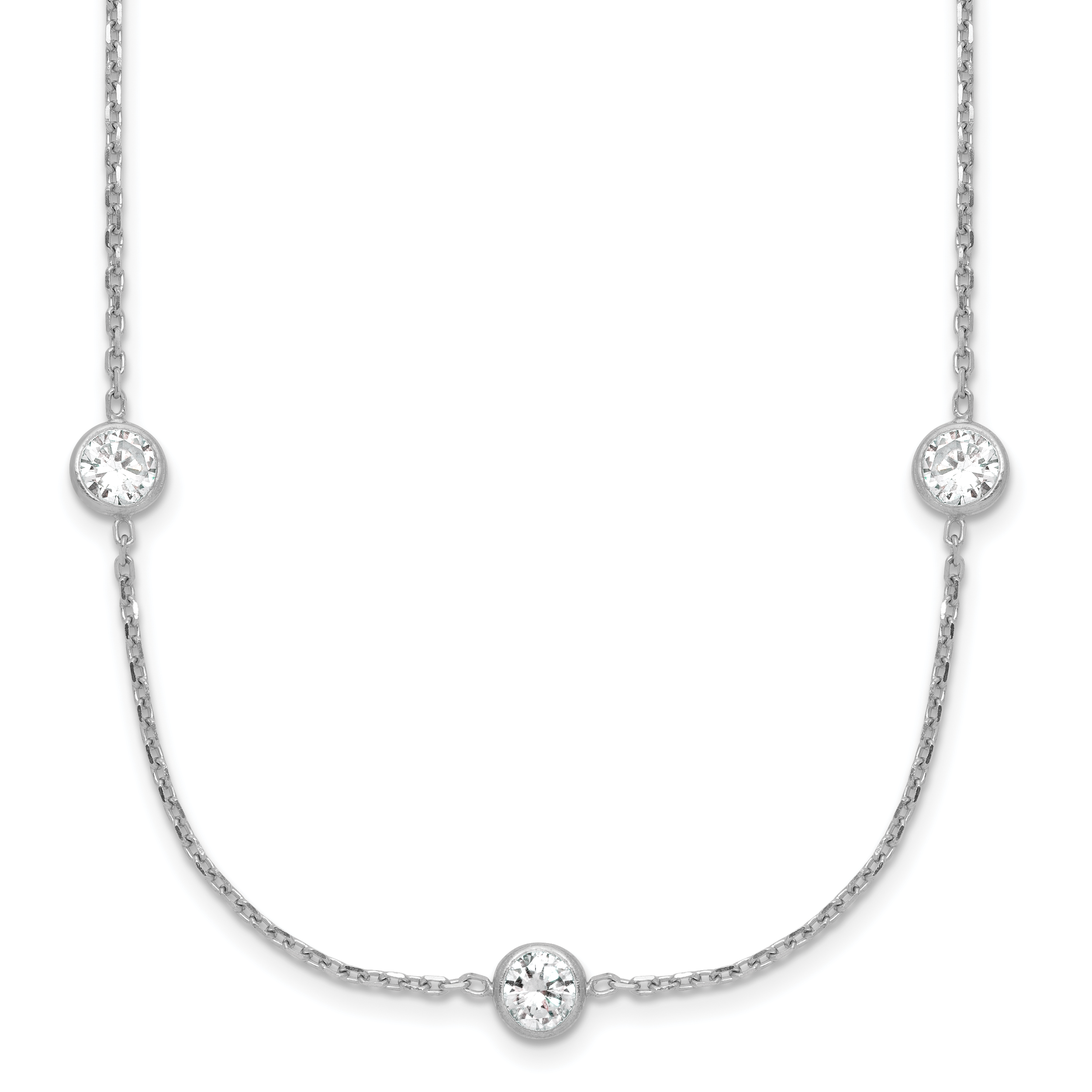 Sterling Silver Rhodium-plated 11-Station CZ Polished Necklace Main image