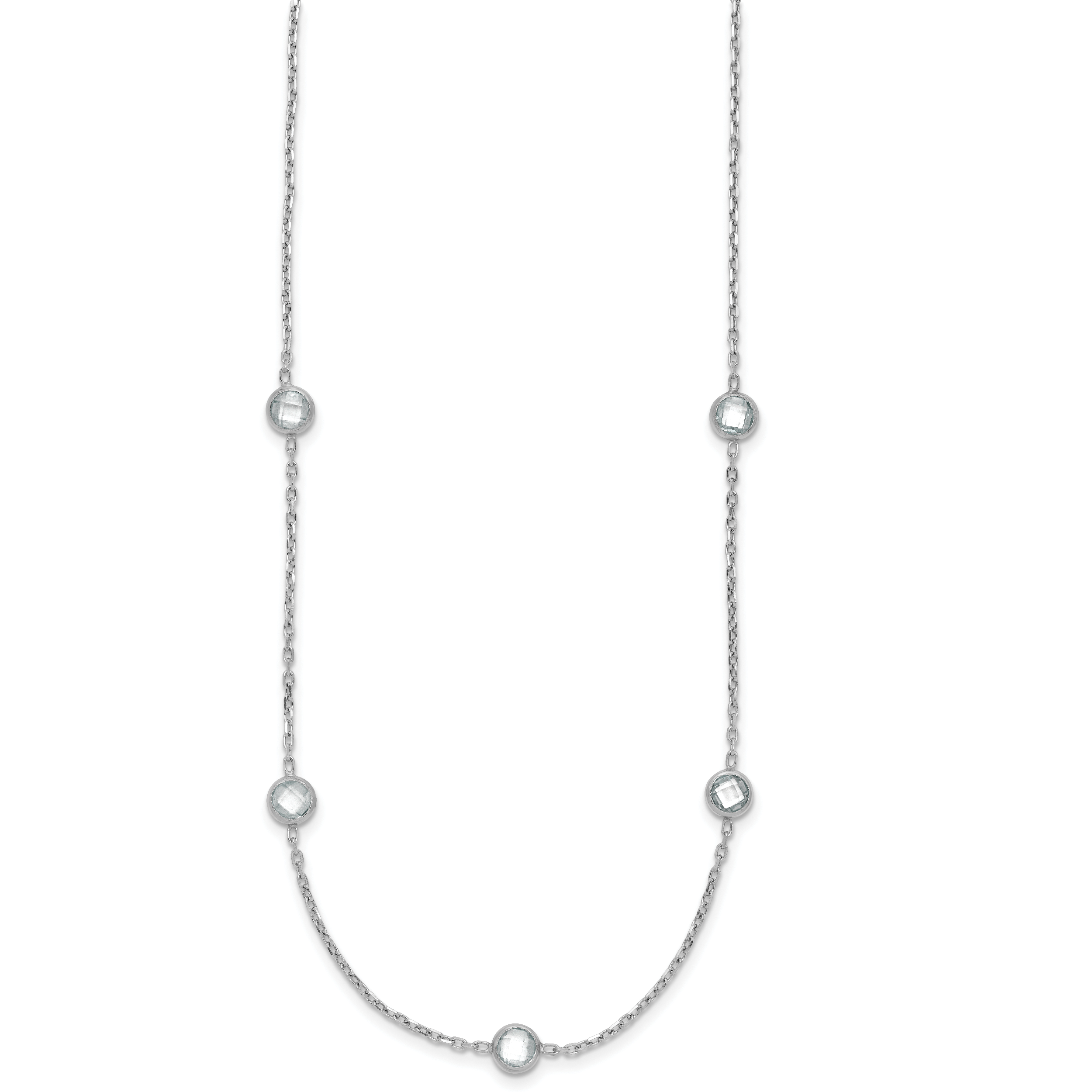 Sterling Silver Rhodium-plated 16-Station CZ Polished Necklace Secondary image