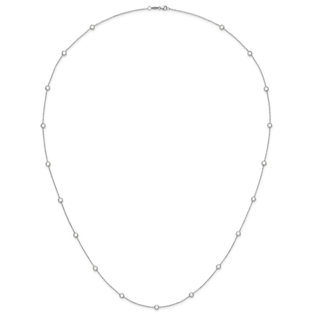 Sterling Silver Rhodium-plated 16-Station CZ Polished Necklace