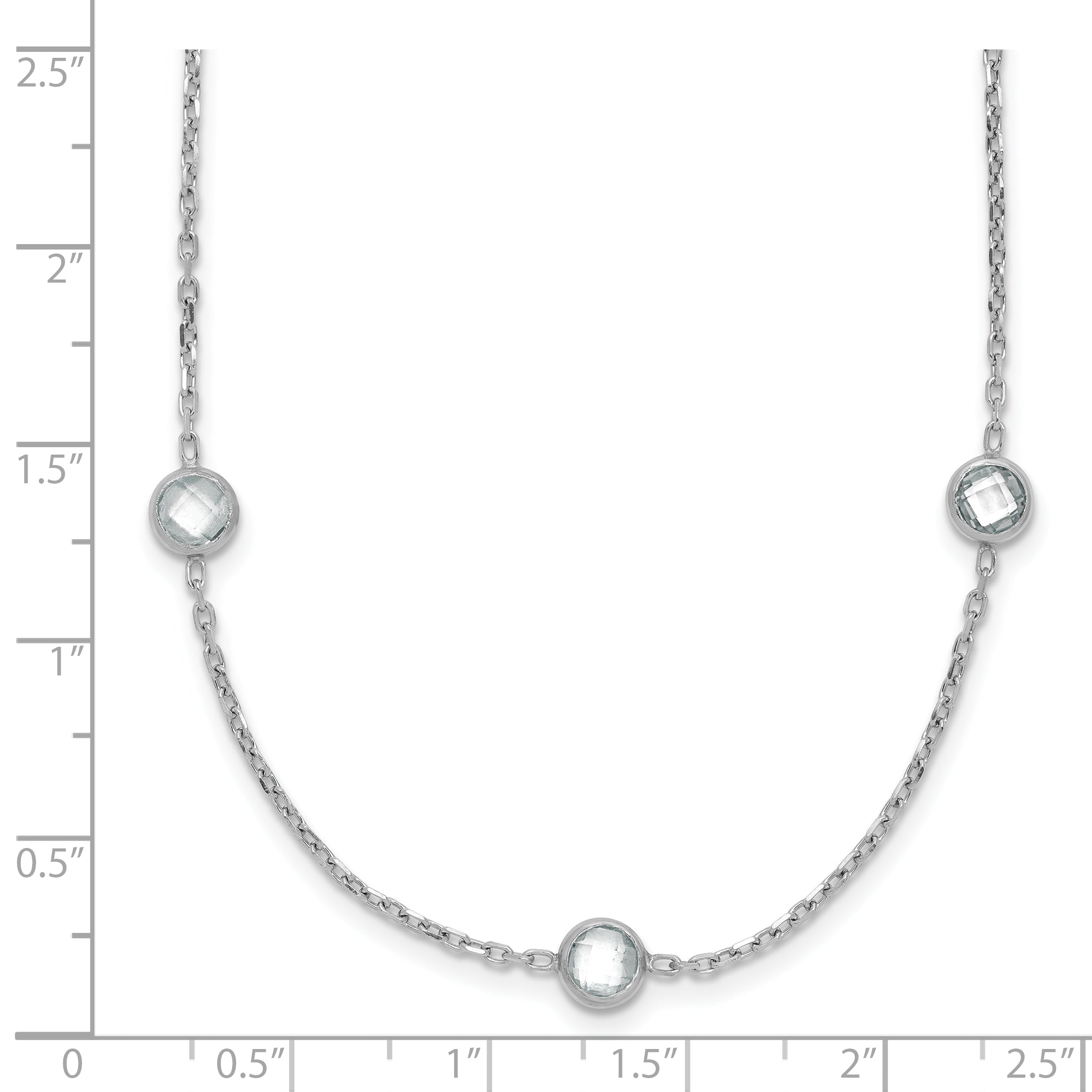 Sterling Silver Rhodium-plated 16-Station CZ Polished Necklace