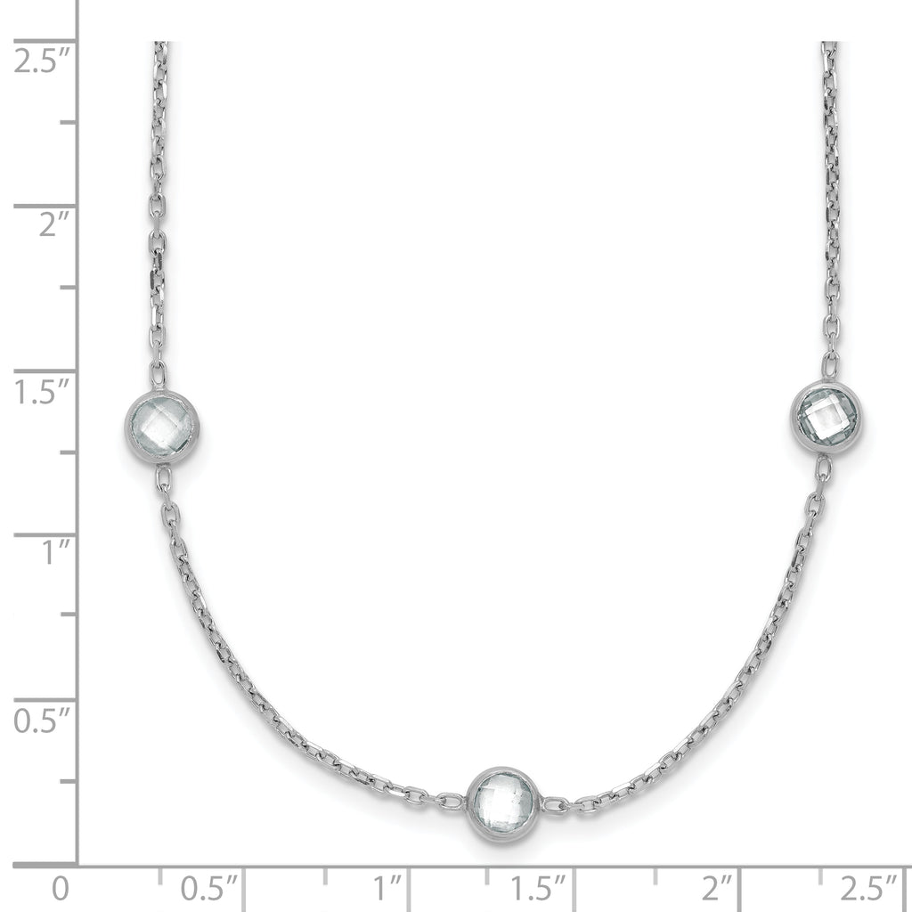 Sterling Silver Rhodium-plated 16-Station CZ Polished Necklace