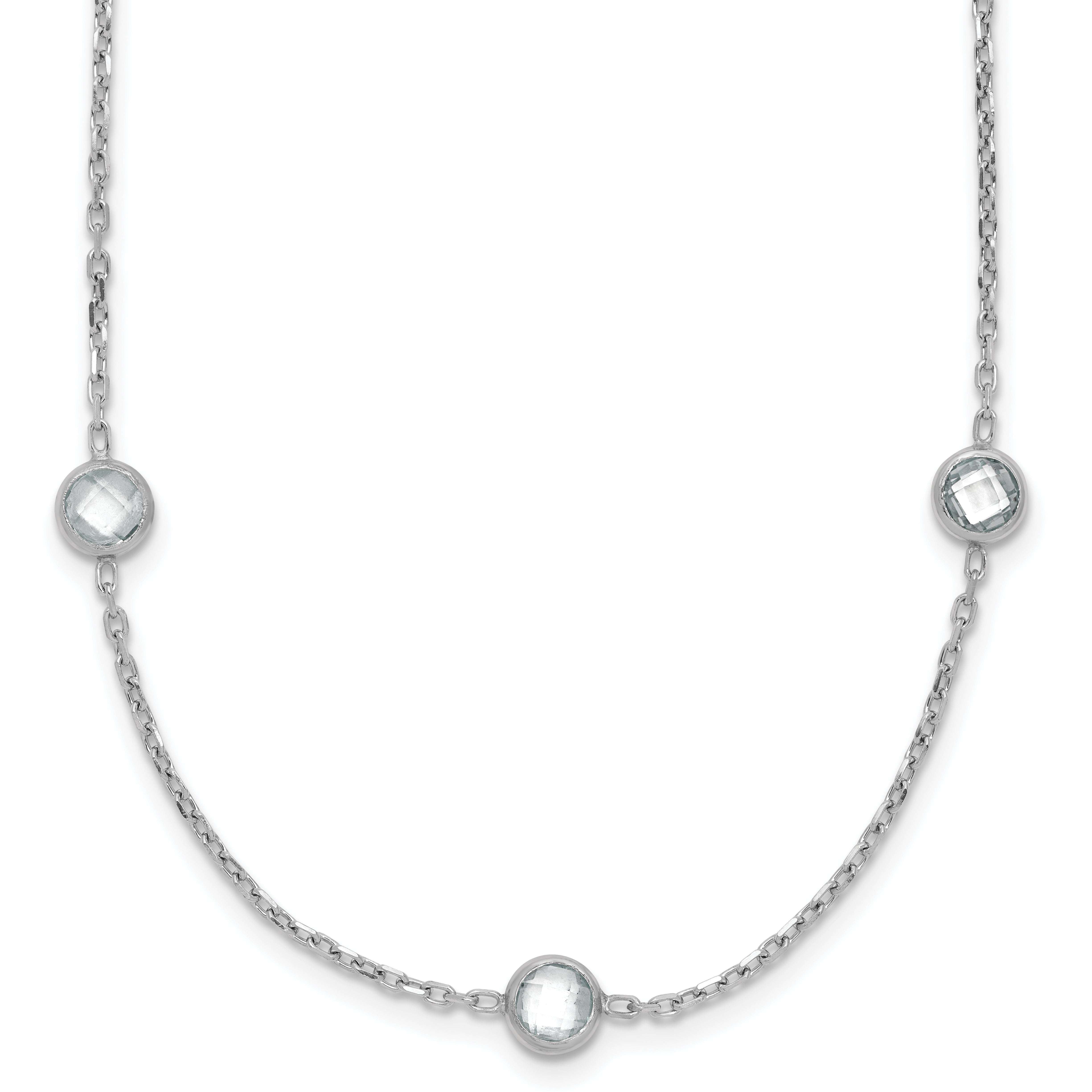 Sterling Silver Rhodium-plated 16-Station CZ Polished Necklace Main image