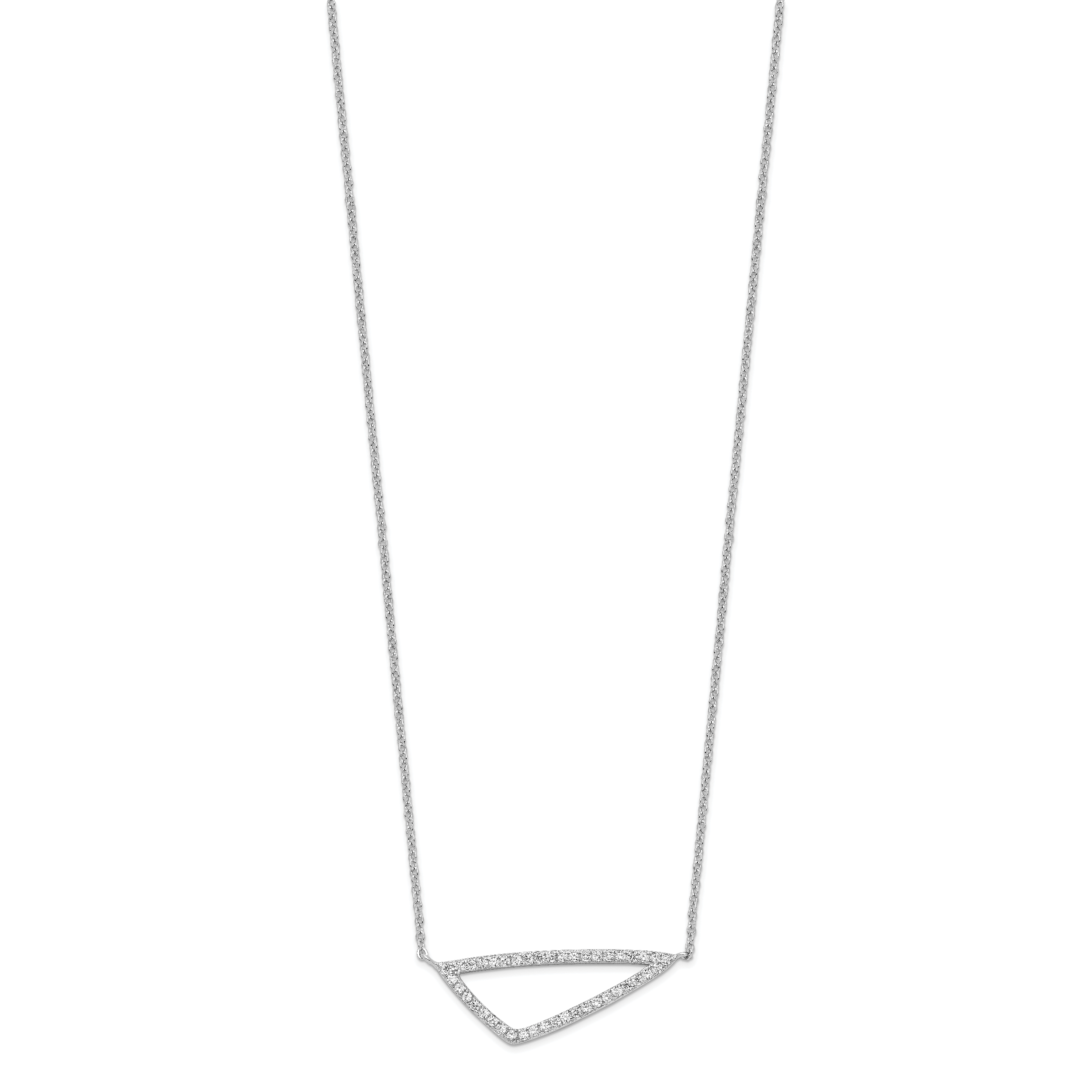 Sterling Silver Rhodium-plated CZ Triangle Necklace Secondary image