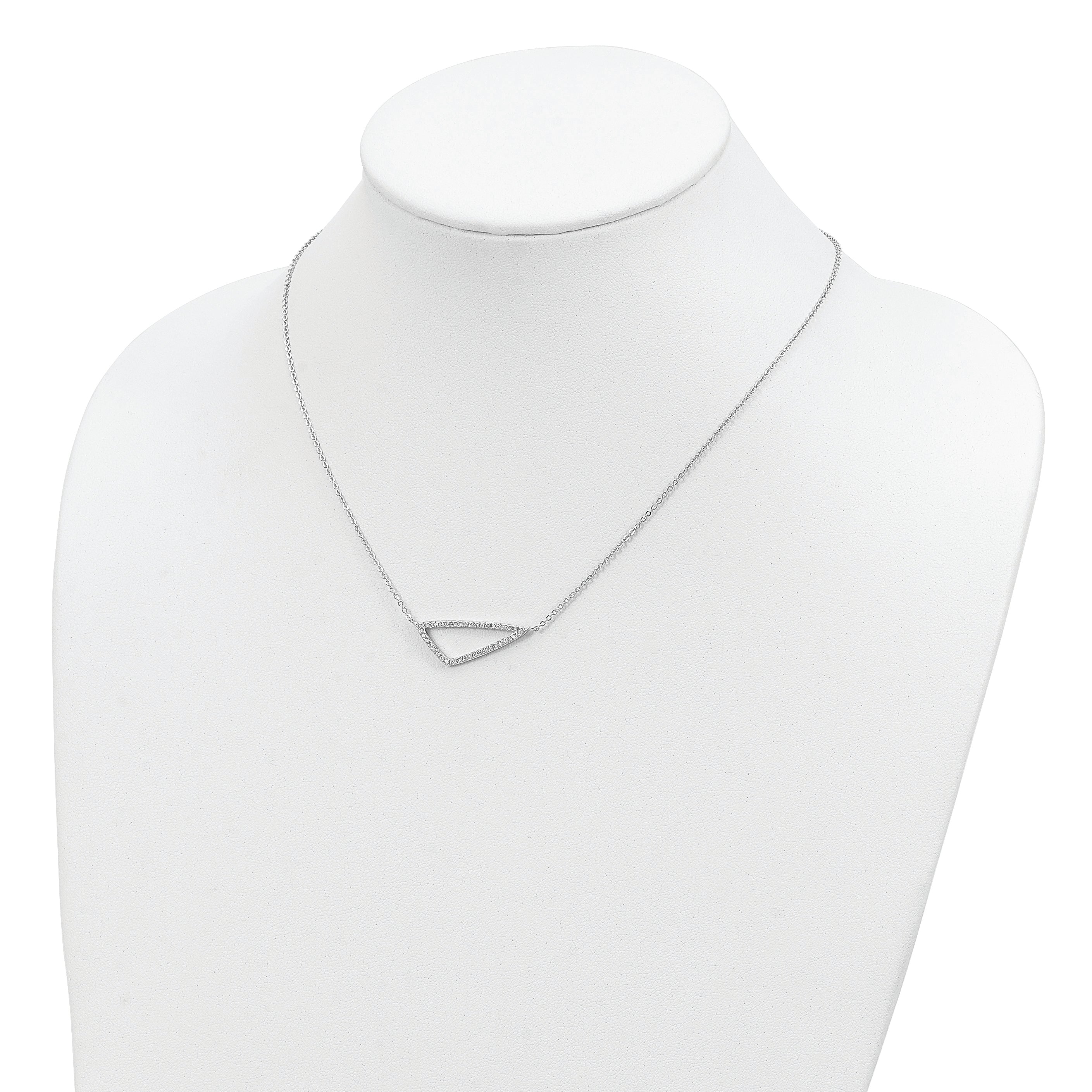 Sterling Silver Rhodium-plated CZ Triangle Necklace