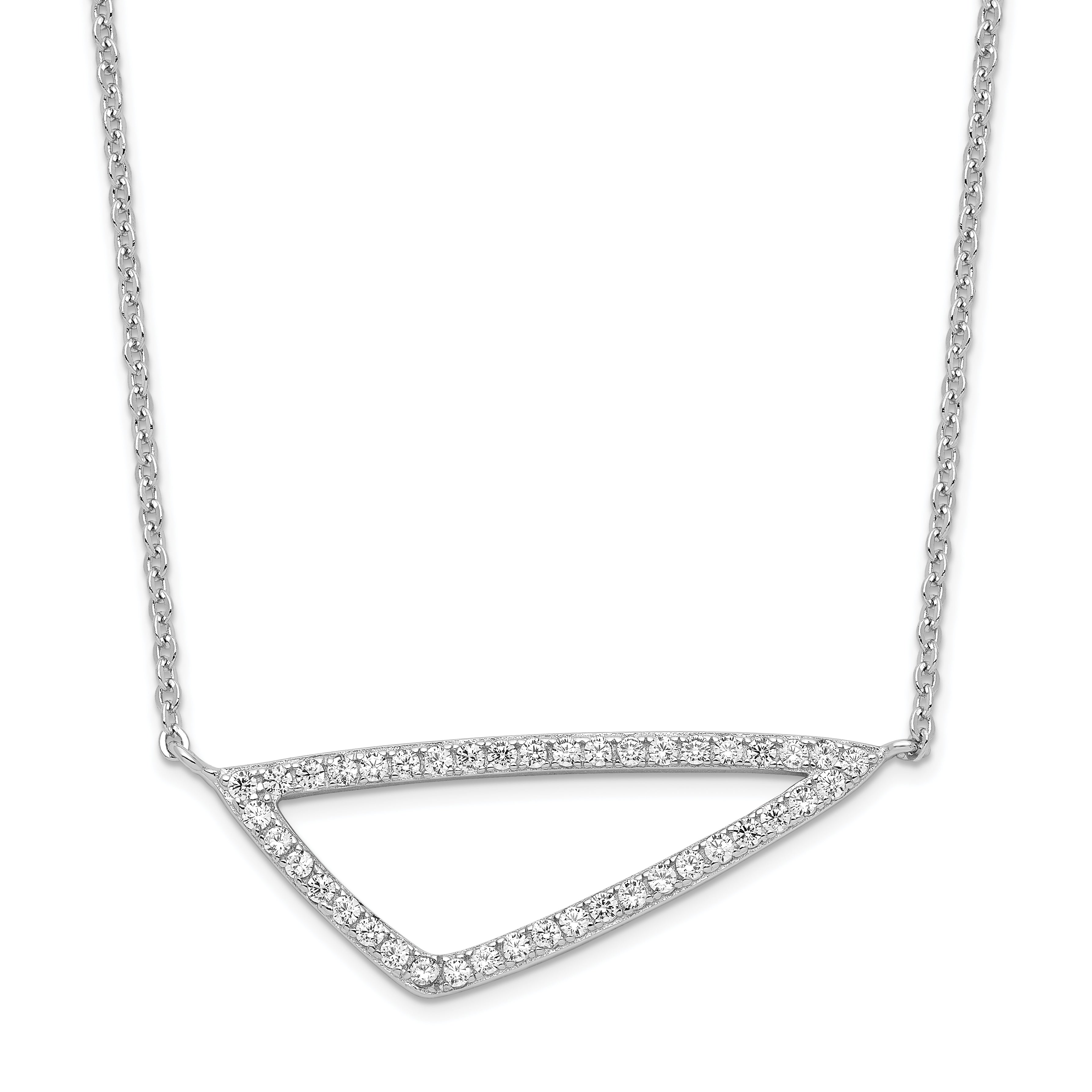Sterling Silver Rhodium-plated CZ Triangle Necklace Main image