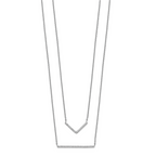 Sterling Silver Rhodium-plated CZ Double Bar Multi-Strand Necklace