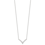 Sterling Silver Fancy-V Bar CZ  Necklace