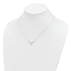 Sterling Silver Fancy-V Bar CZ  Necklace