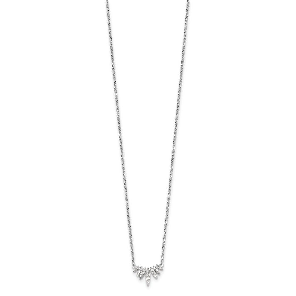 Sterling Silver Rhodium-plated CZ 18in Necklace
