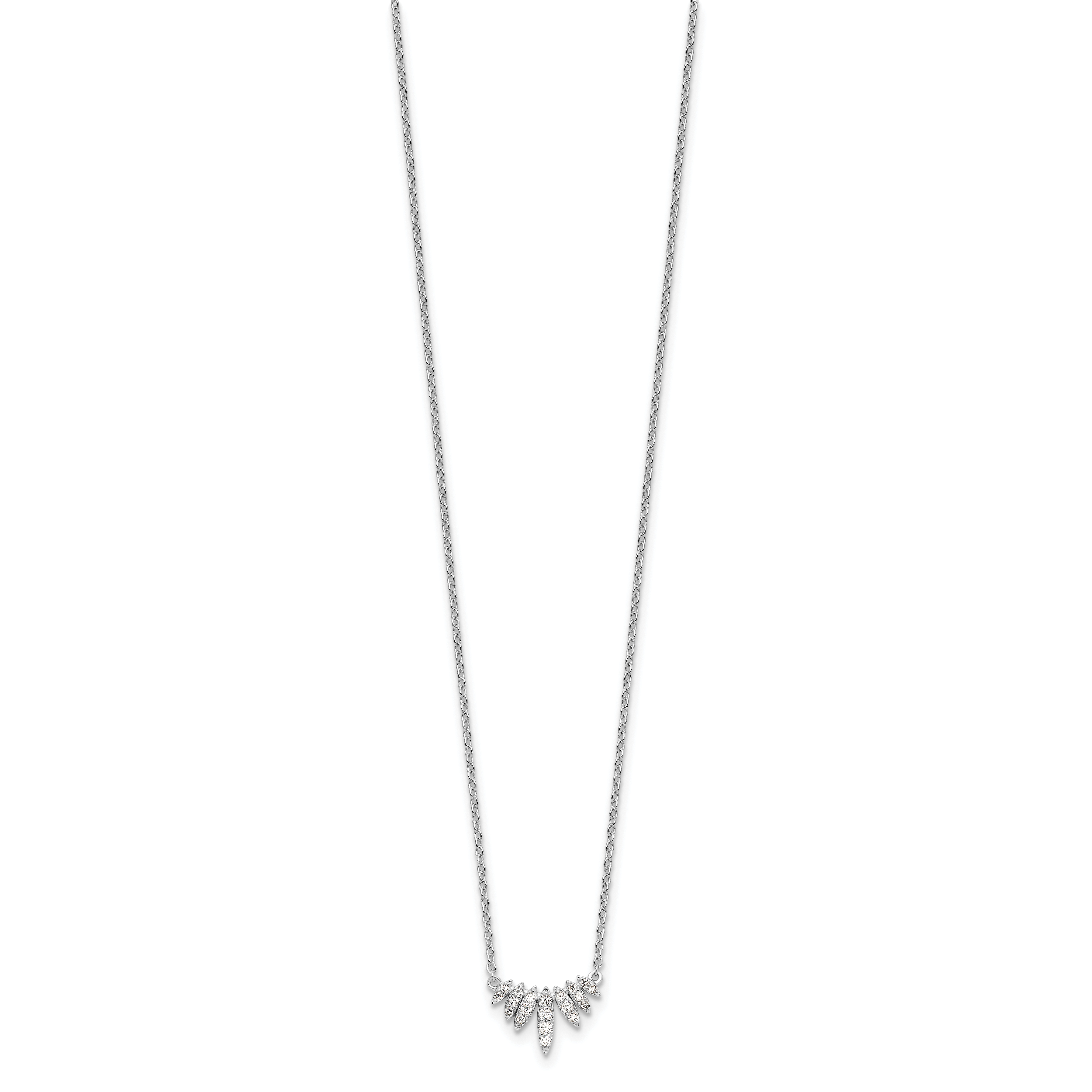 Sterling Silver Rhodium-plated CZ 18in Necklace