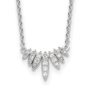 Fan Cluster Cubic Zirconia Necklace in Sterling Silver, 18 Inch - Sophia Jewelers