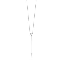 Sterling Silver Rhodium-plated CZ 18in Drop Necklace