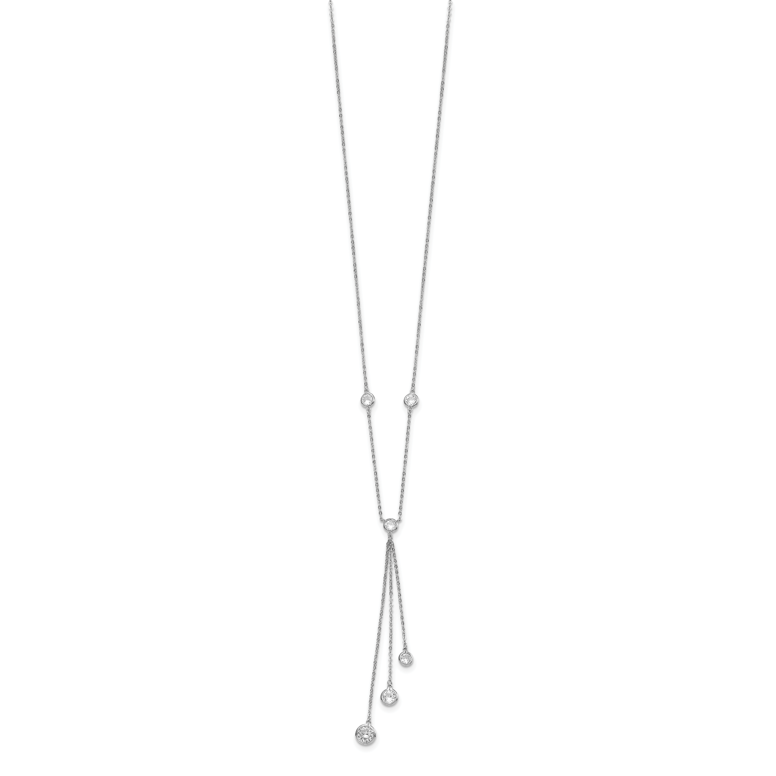 Sterling Silver Rhodium-plated CZ Y-Drop Necklace Secondary image