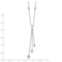 Sterling Silver Rhodium-plated CZ Y-Drop Necklace