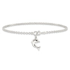 Sterling Silver 10inch Hollow Polished 3-D Dolphin Anklet