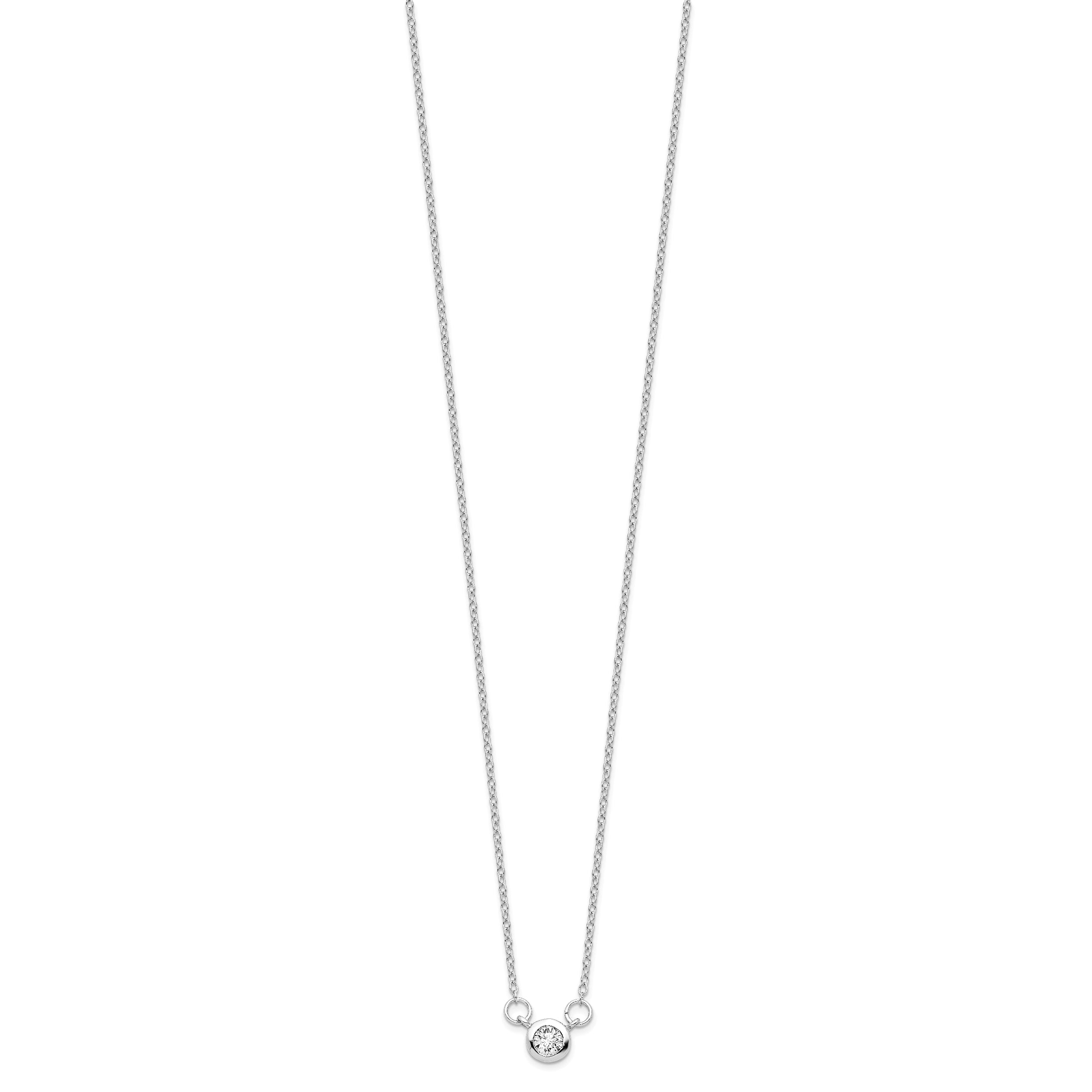 Sterling Silver Rhodium-plated 18in Bezel-set 5mm CZ Necklace