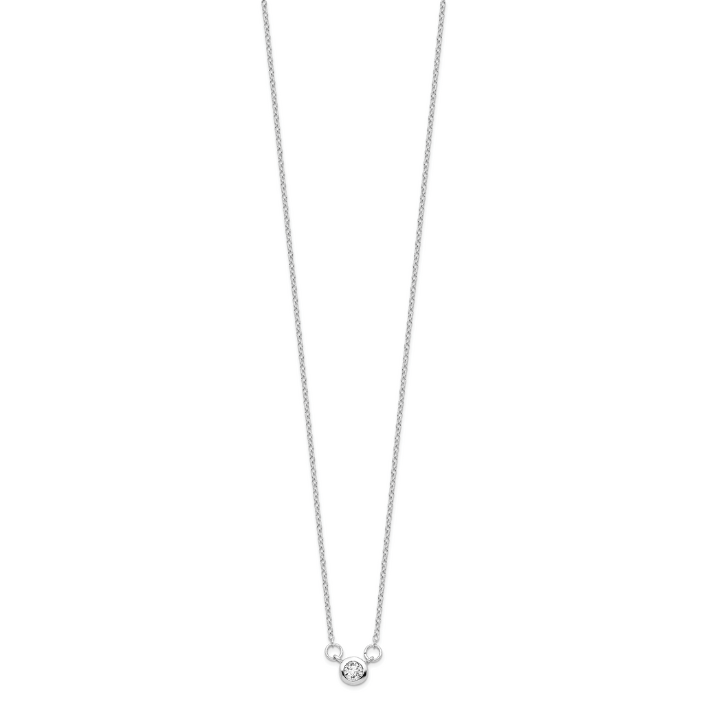 Sterling Silver Rhodium-plated 18in Bezel-set 5mm CZ Necklace