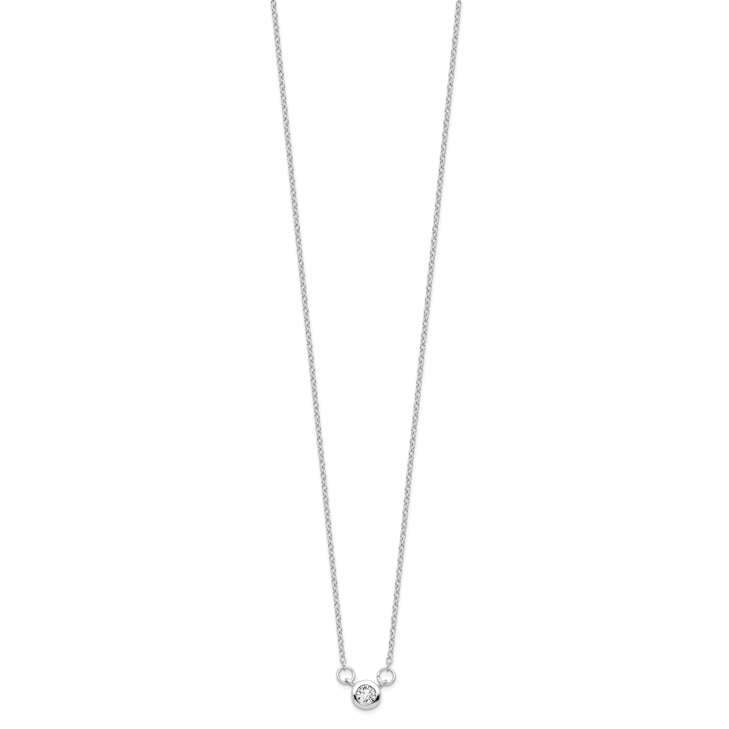 Sterling Silver Rhodium-plated 18in Bezel-set 5mm CZ Necklace