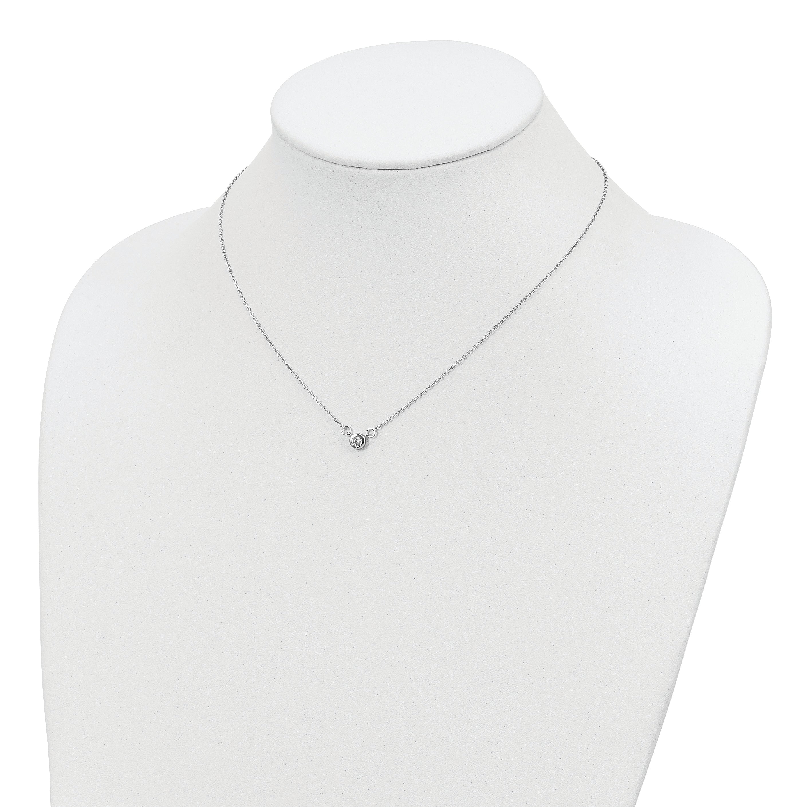 Sterling Silver Rhodium-plated 18in Bezel-set 5mm CZ Necklace