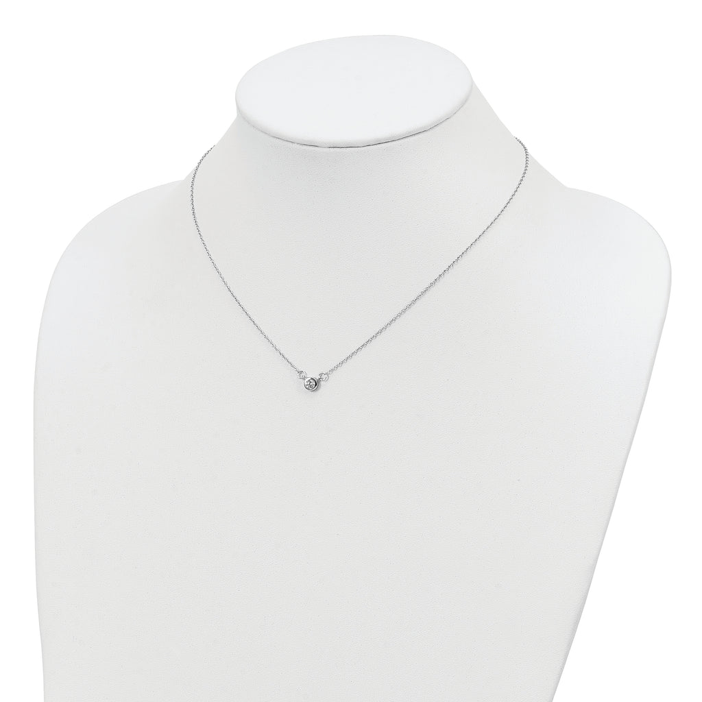 Sterling Silver Rhodium-plated 18in Bezel-set 5mm CZ Necklace