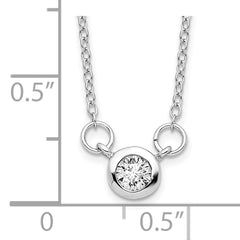Sterling Silver Rhodium-plated 18in Bezel-set 5mm CZ Necklace