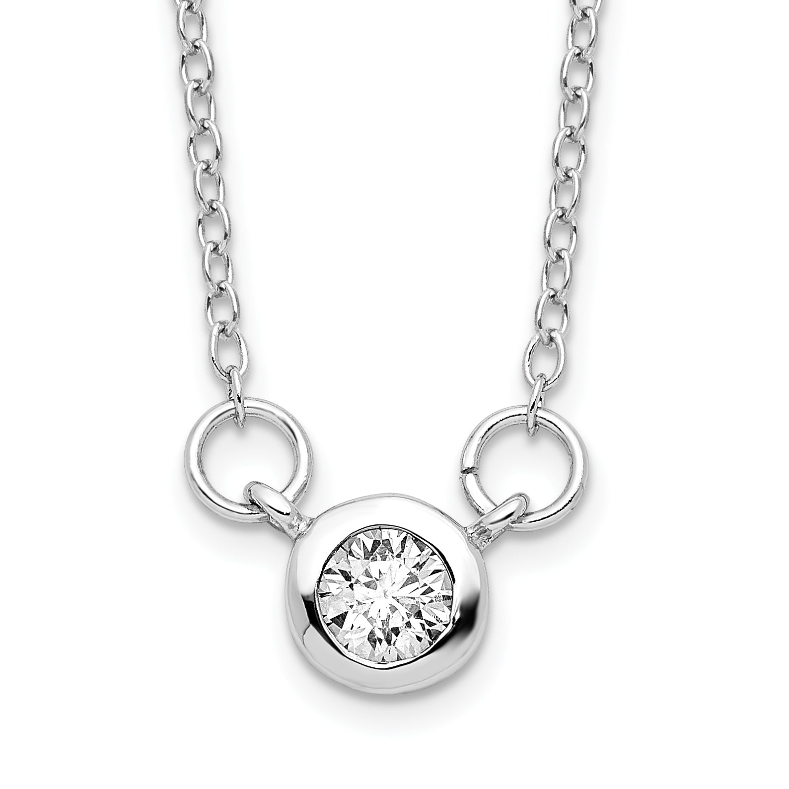 Sterling Silver Rhodium-plated 18in Bezel-set 5mm CZ Necklace Main image
