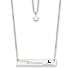 Sterling Silver Enameled Moon and Back 2-Strand Bar Necklace