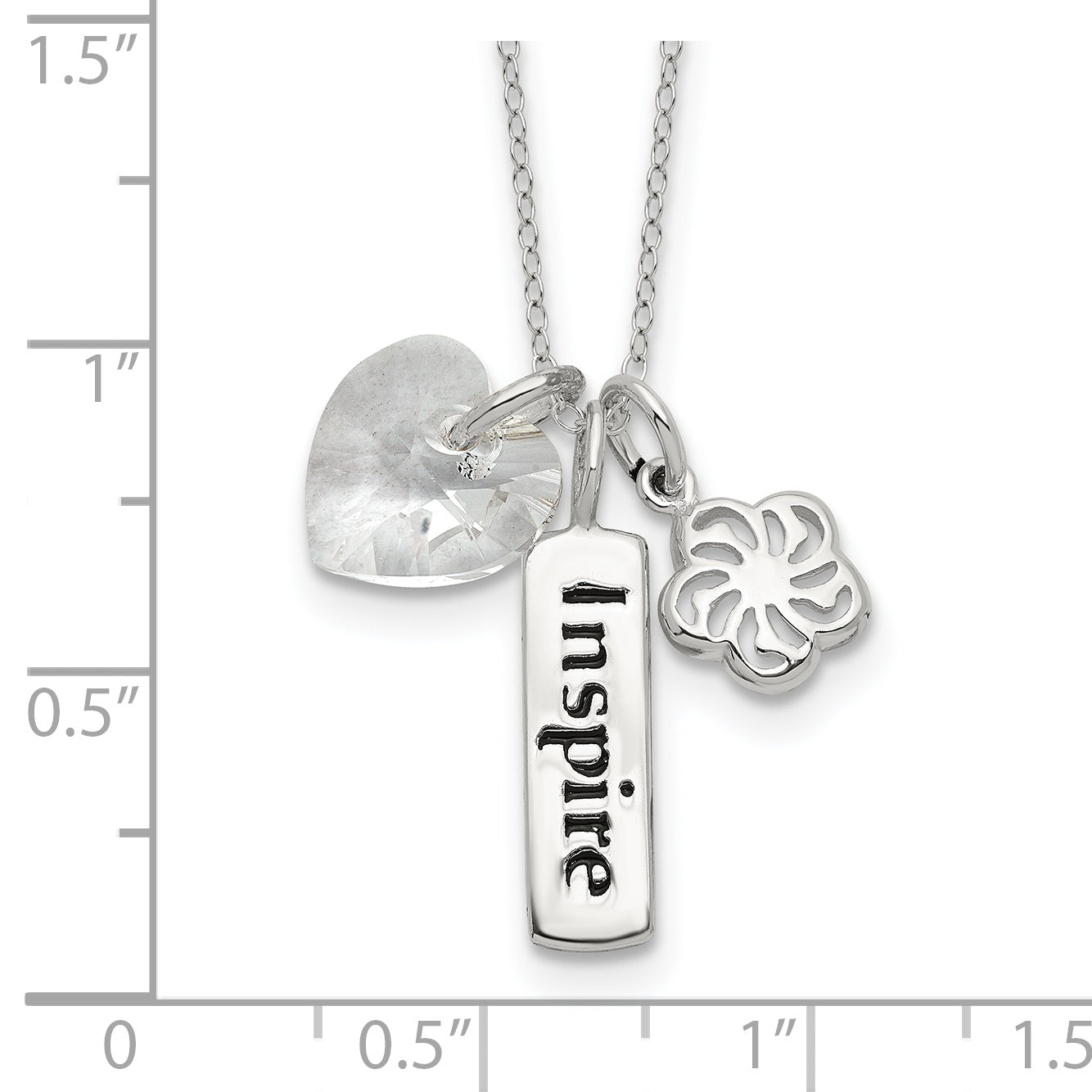 Sterling Silver Enameled INSPIRE Crystal Heart Necklace