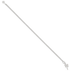 Sterling Silver 10inch Solid Polished Palm Tree Anklet