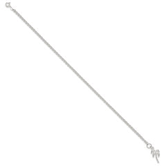 Sterling Silver 10inch Solid Polished Palm Tree Anklet