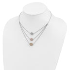 Sterling Silver Gold-plated and Rose-plated CZ With 2in ext Necklace