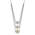 Sterling Silver Gold-plated and Rose-plated CZ With 2in ext Necklace