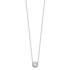 Sterling Silver Rhodium-plated CZ With 2in ext. Fancy Necklace