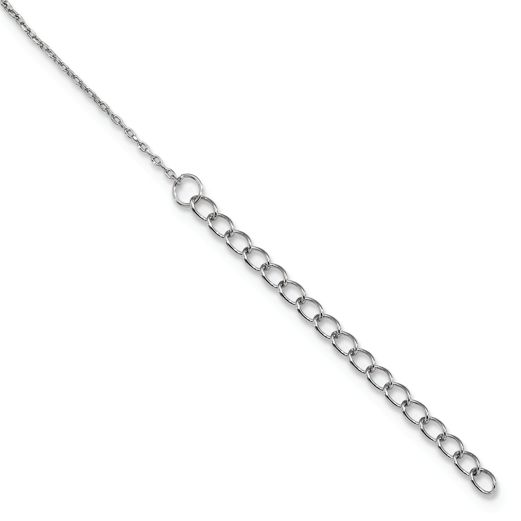 Sterling Silver Rhodium-plated CZ With 2in ext. Fancy Necklace
